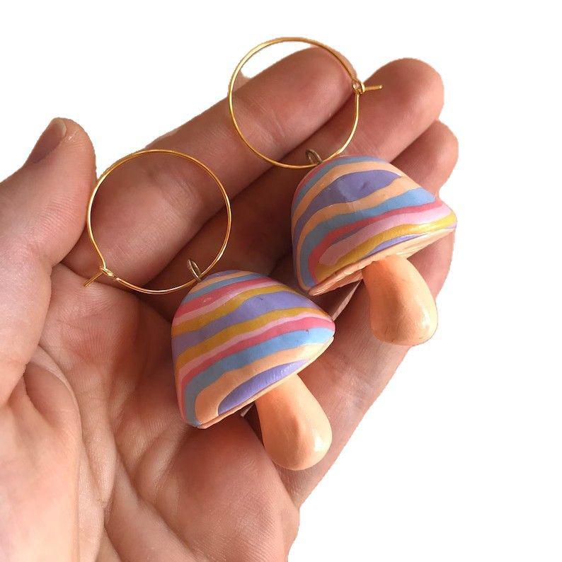 Cross-Border Creative Retro 3D Enamel Mushroom Earrings