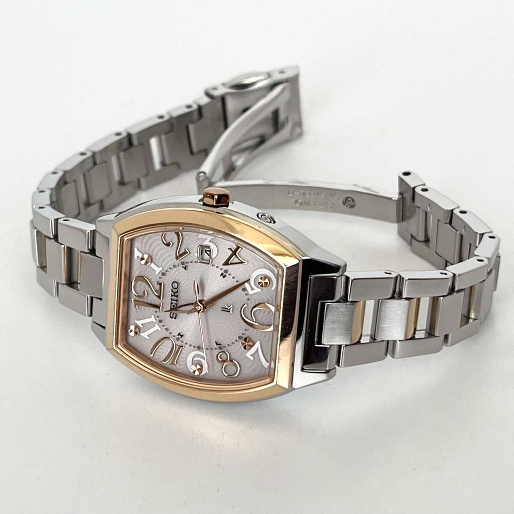 Polished Seiko Lukia Excellent Pink Silver Gold s2384 [Working Condition] Ladies' Watch, Radio-Controlled Solar, Condition, Dial