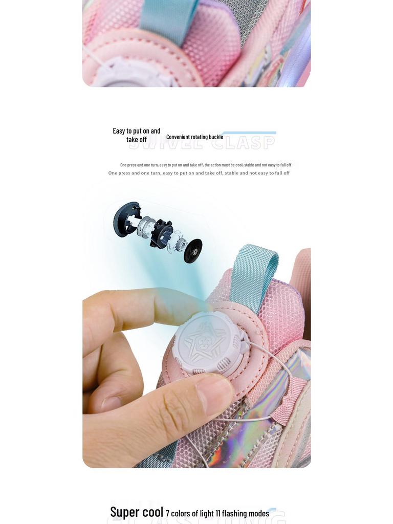2024 Girls' LED Leather Roller Shoes: Double-Wheel, Removable, Children’s Skating Sneakers