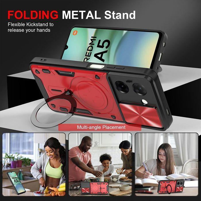 Coque - E.F.CONNECTION - Pour Xiaomi Redmi A5 - Antichoc - Anneau magnétique - Protection caméra coulissante