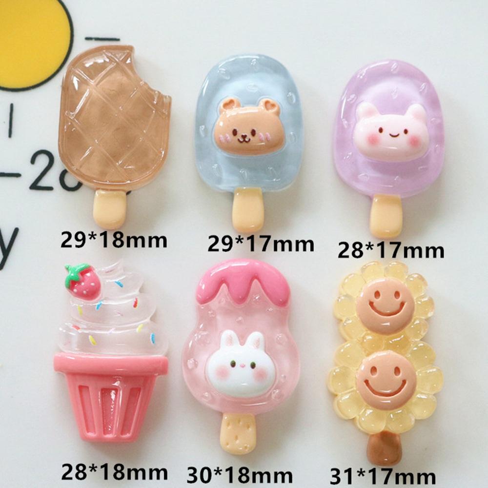10PCS Cartoon Rabbit Ice Cream Cake Resin Decoration Crafts Cabochon Scrapbooking Fit Phone Decor Embellishments DIY Accessories