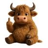 Flip-off Animal Doll Middle Finger Highland Cow Plush Toy Stuffed