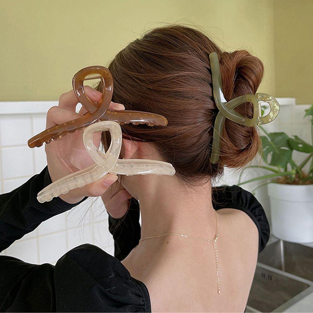 

INS Hairgrip Headwear Plastic For Girls Korean Hair Crabs Cross Ponytail Holder Women Hair Claws кофейный