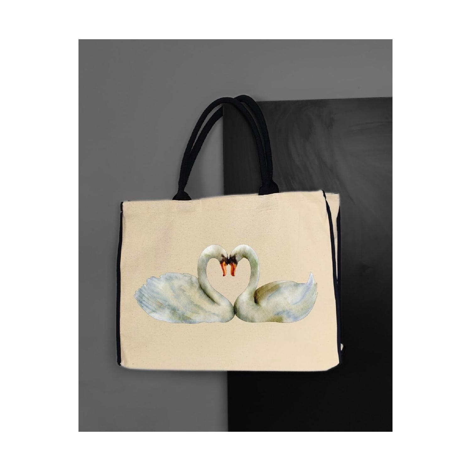

Swan Love Themed Cloth Bag Büyük Boy чистий