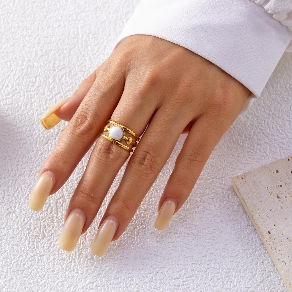 Stainless Steel Enamel Fashion Rings for Women Simple Trendy Trendy Adjustable Personality Jewelry Exquisite Minimalist Gift