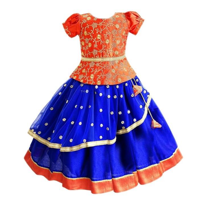Платье для девочек, Lehenga Choli for Girls (Royalblue & Orange), Stanwells Kids