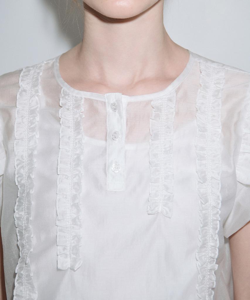 SINOON Babydoll Frill Blouse (White)
