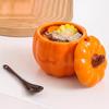 400mI Ceramic Soup Bowl with Lid Creative Pumpkin Shape Soup Bowl Household Large Soup Noodle Bowl Halloween Decoration