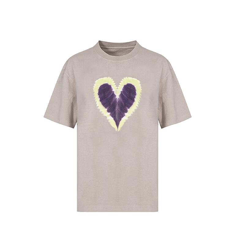 MONOVICH Gradient Distressed Heart Print Short Sleeve T-Shirt S