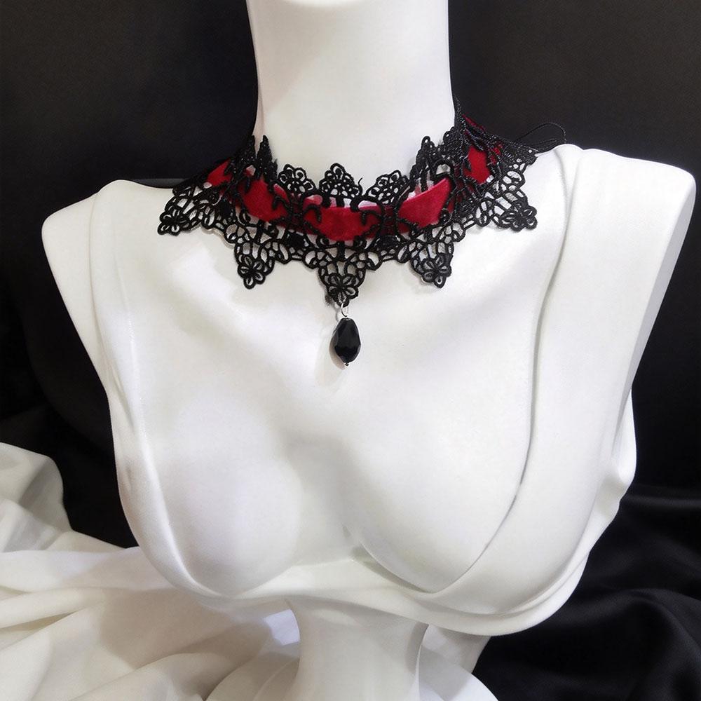 Elegant Black Lace Bowkot Choker Necklace Gothic Choker Short Chain Necklace Jewelry