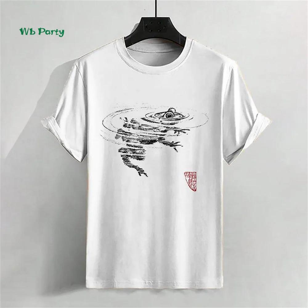 Zomer Rond Hals 3D Japanse Ukiyo-e Patronen Print Top Modieuze Casual Korte Mouw Heren T-shirts