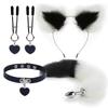 Anal Sex Toys Fox Tail Butt Plug Sexy Plush Cat Ear Headband With Bells Necklace Set Massage Sex Toys For Women Couples Cosplay