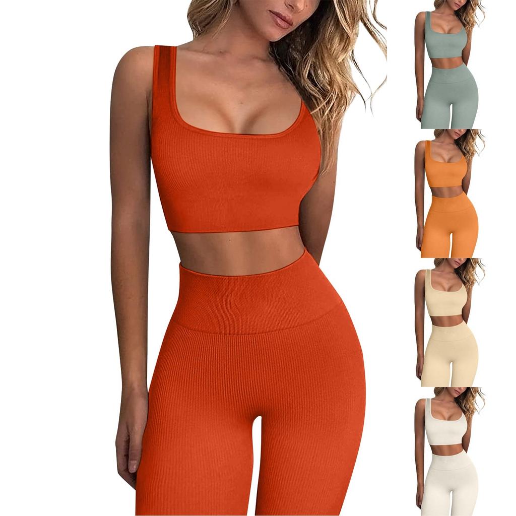 Women's Workout Set 2-piece Set Seamless Short Vest High Waist Shorts Yoga Clothing