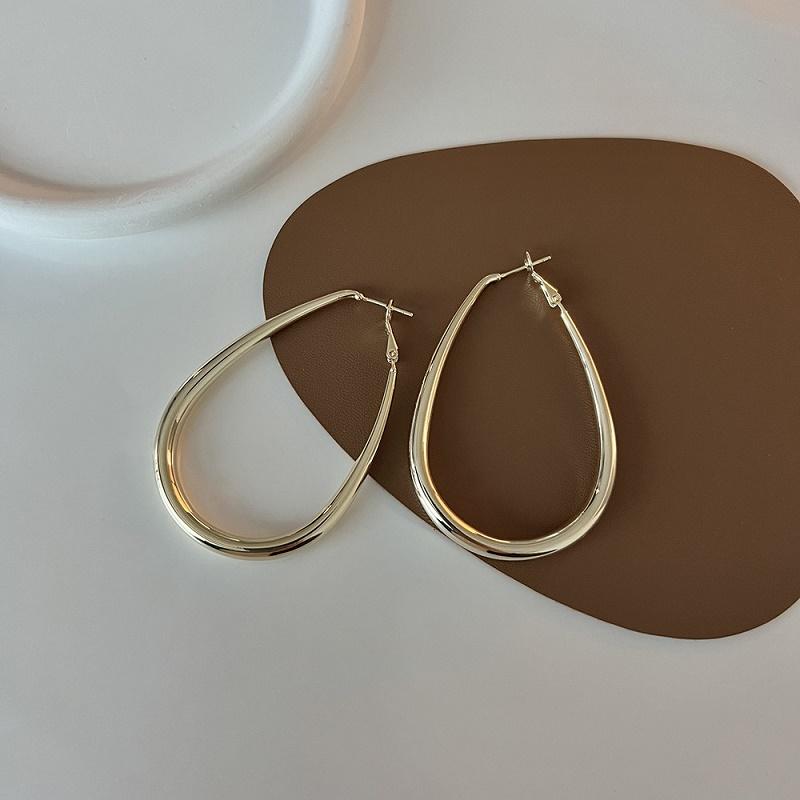 Vintage Sliver Color Big Square Hoop Earrings for Women Men Exaggerated Punk Metal Geometric Round Earrings Jewelry Gift