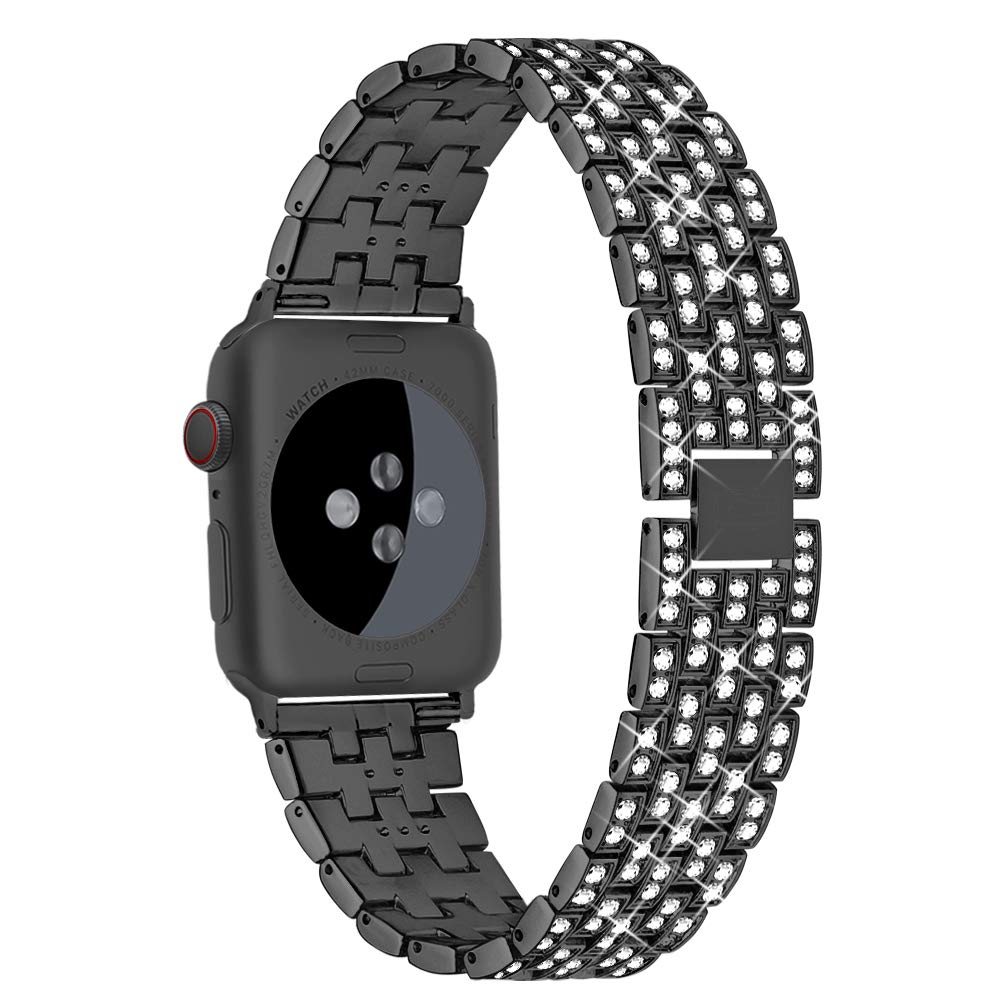 

Классический женский ремешок с бриллиантами для Apple Watch Band 38 мм 40 мм 42 мм 44 мм браслет из нержавеющей стали для iWatch Ultra 49 мм 41 45 мм 9/8/7/6/5/43 42-44-45-49MM чёрный
