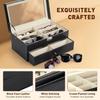 1pc 12 Grids Sunglasses Display Leather Box with Flip Cover, Double Layers Sunglass Presentation Collection Gift Case.