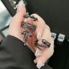 Retro Ballet Ribbon Bowknot Snake Ring Set For Women Copper Punk Gothic Open Ring Designer  Creative Fashion Accessories
