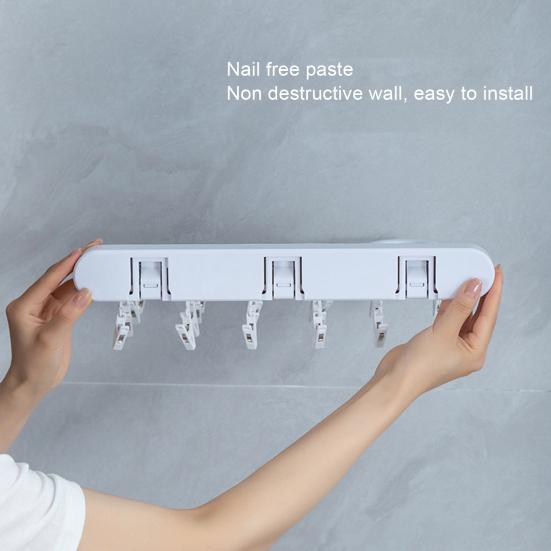 Úložný stojan Nástěnný skládací ABS silný samolepicí věšák na oblečení pro domácnost