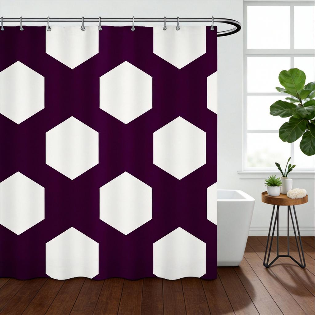 Modern Black And White Dot Shower Curtain Geometric Circle Design 2D Digital Print Polyester Bath Curtain With Hooks