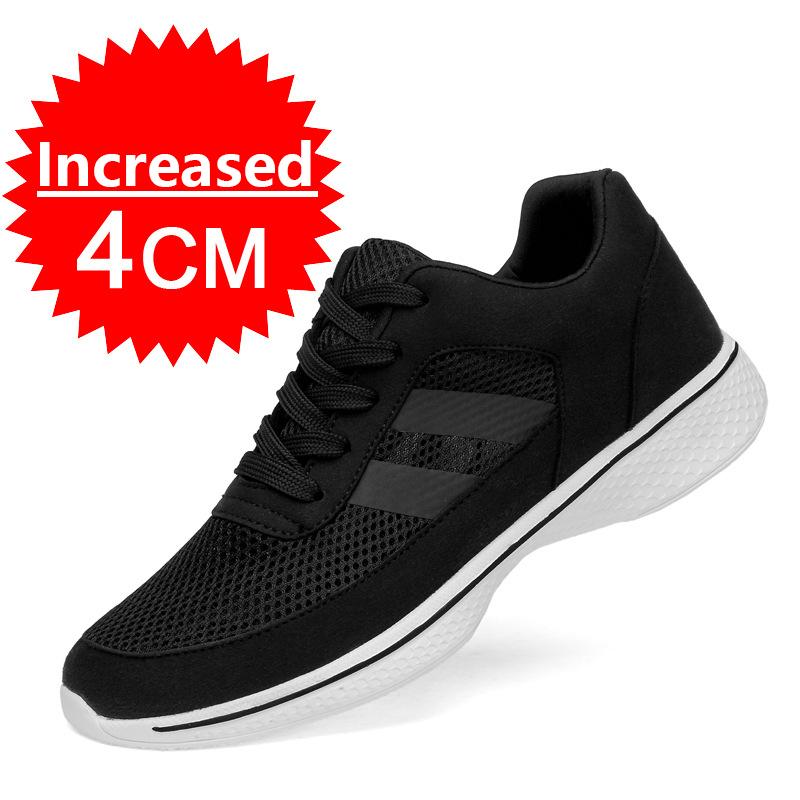 Men Mesh Elevator Shoes Height Increase Sneakers Shoes for Men's 8cm Sports Casual Shoes Invisible Inner Heightening Black Shoes