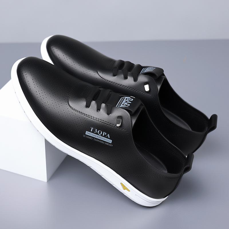 2025 Shoes for Men Leather Casual Shoes Summer New Microporous Slip-on Loafers Fashion Round Toe Sandals Driving Shoes