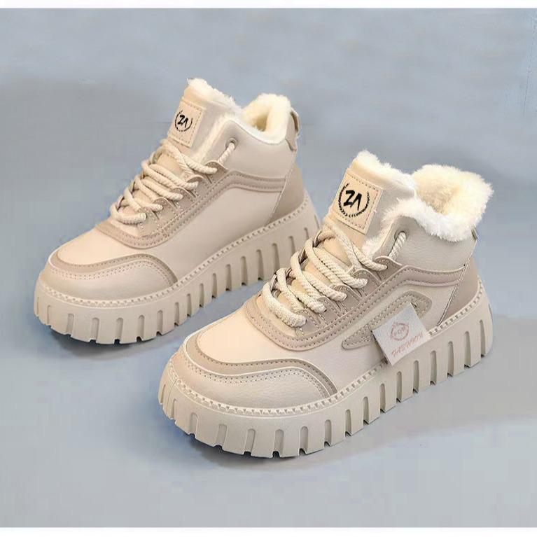 Bottines Paul Tinino doublées en polaire pour femmes - Coupe-vent, Chaudes, Légères, Grande taille, Chaussures d'hiver à la mode