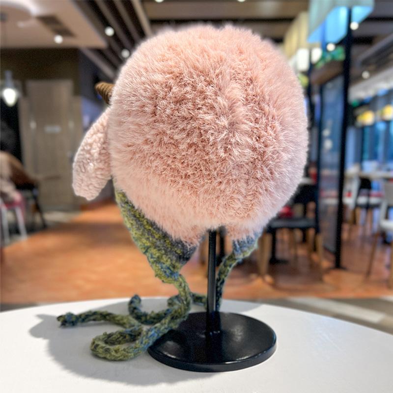 Korean Cute Plush Hat Autumn And Winter Warm Knitted Earmuffs Cold-Proof All-Match Hat