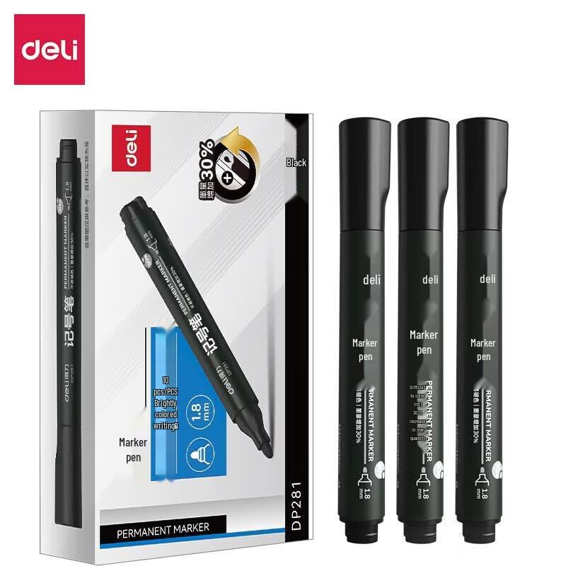 Deli DP281 Black Marker Pen (10-Pack)