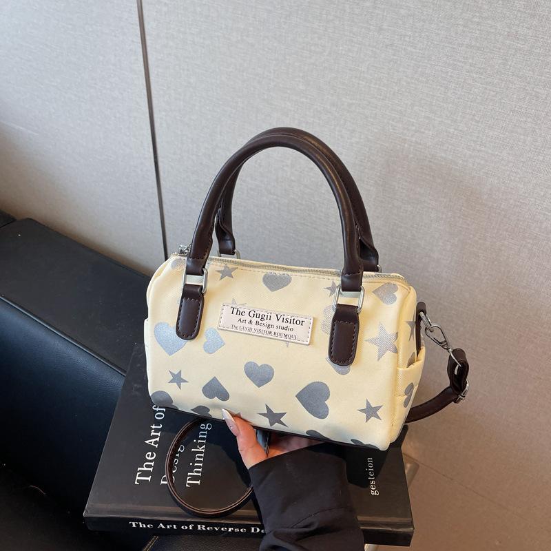 Love Printing Contrasting Color Handbag Women's Summer New Sweet and Fresh Shoulder Bag Fashionable Oblique Span Bag