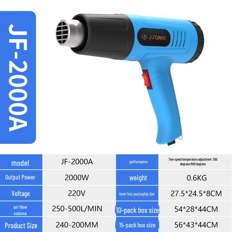JFTOOIS Jinfeng 2000W Hot Air Gun with Two-Speed Temperature Adjustment