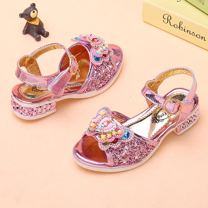 

Girls Rhinestone Sandals: Summer 2025 Korean Style, Soft Sole Princess Shoes for Children, Middle & Big Kids 26-31 set of 6 pairs