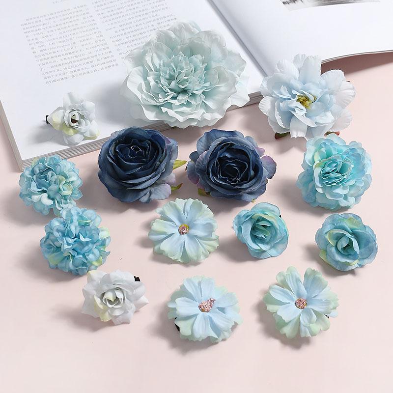 20/14Pcs/lot Mixed Artificial Flowers Silk Rose Fake Flower For Home Decor Wedding Decoration DIY Craft Garland Gift Accessories