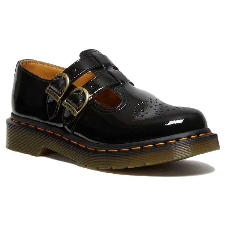 Dr. Martens Leather Adjustable Buckle Flat Shoes Women shoes Black 12916002
