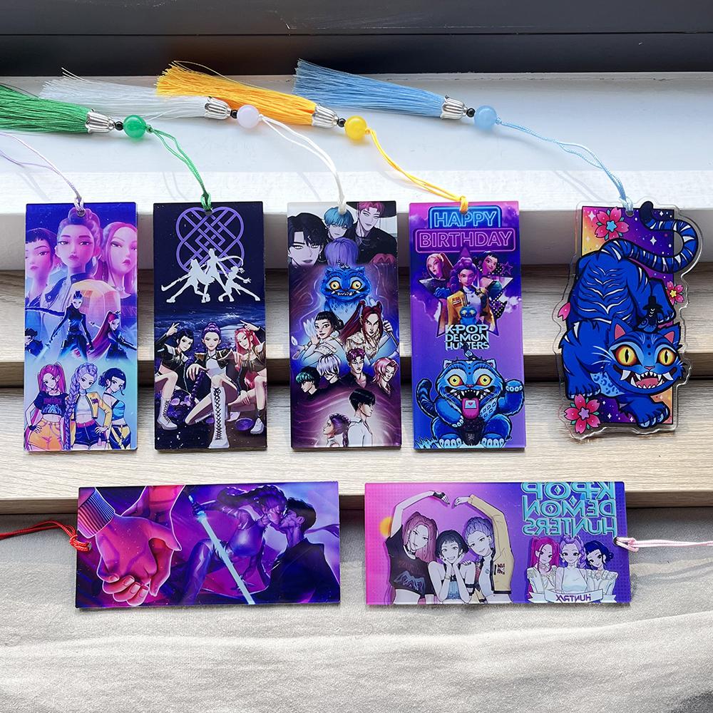 1/2/4 adet KPOP Şeytan Avcıları Saja Çocuklar Derpy Kaplan Akrilik Kitap Ayracı Püsküllü Kitap Klipsi Öğrenci Kırtasiye Okul Malzemesi