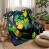 Brazil Football Printed Flannel Blanket Skin Friendly Warm Decorative Throw for Indoor Couch Bed Daily Use