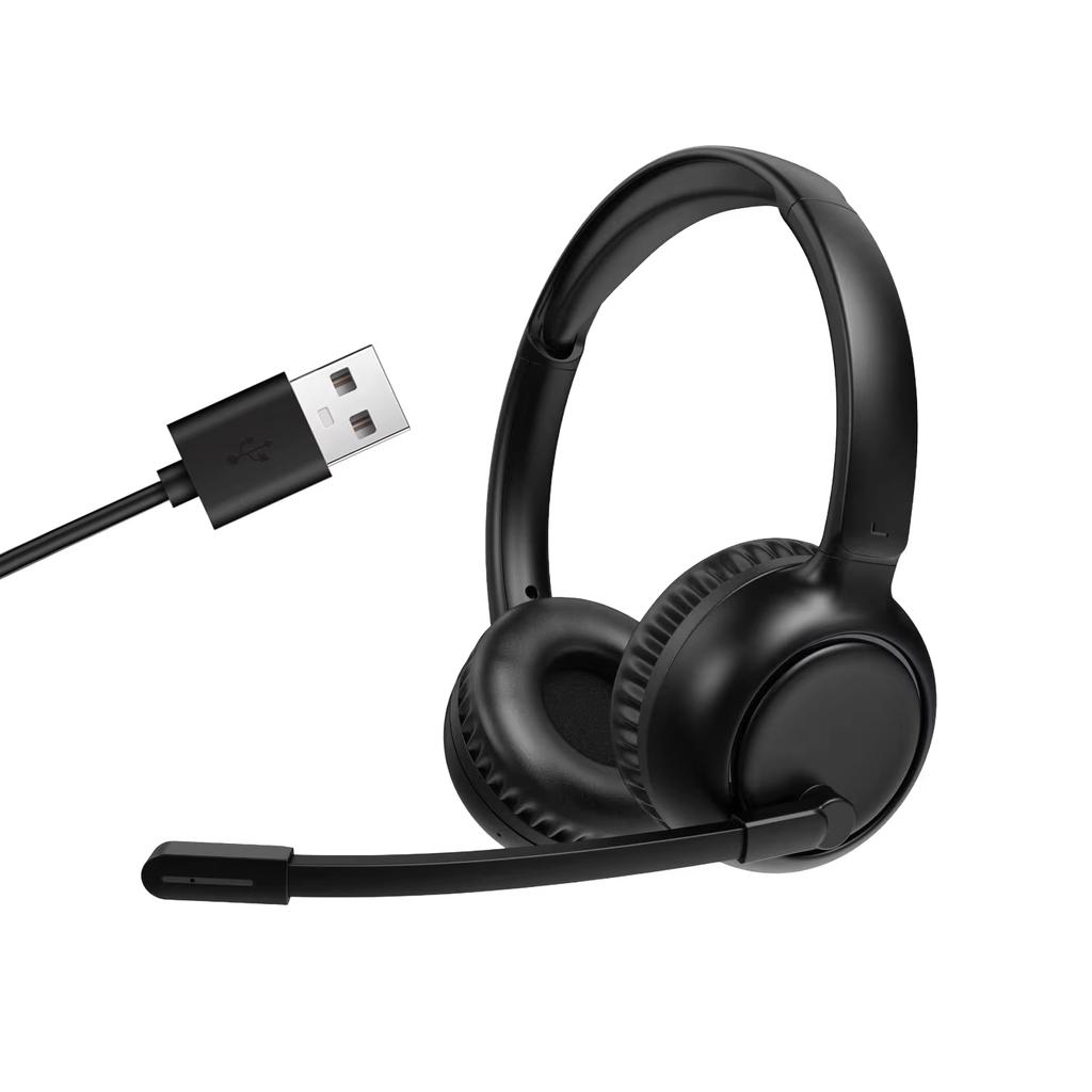 USB Wired Over Ear Headset, ENC Noise Reduction Hearing Aid Headphones, Office Call Center Headphone with Mic for Meeting Laptop
