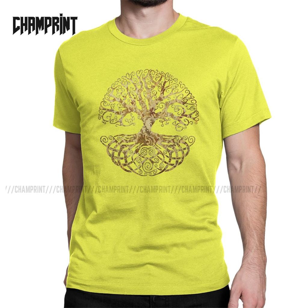 Tree Of Life T-Shirt for Men Forest Nature Budda Symbol Novelty Pure Cotton Tees Round Neck Short Sleeve T Shirts Birthday Gift