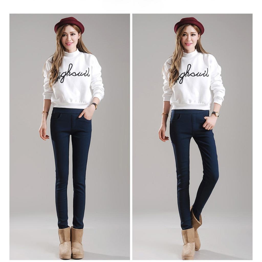 Women's High Waist Leggings Solid Slim Fit Pants Casual Winter Thermal Plus Size Bottom