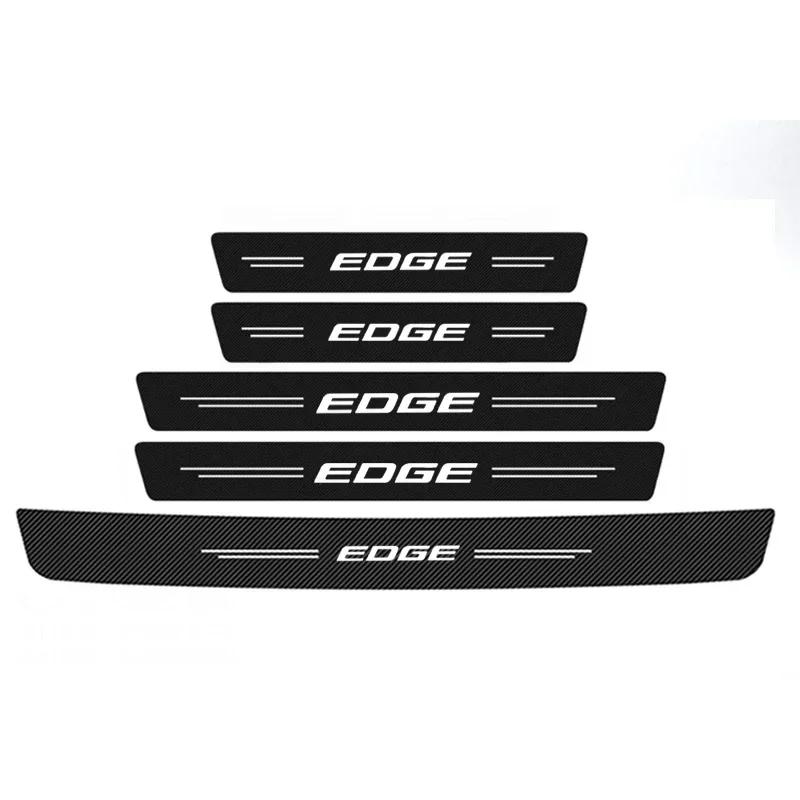 KLYE5 New Carbon Fiber Car Door Sill Sticker Threshold Side Anti Scratch Sticker For Ford EDGE Logo Waterproof Decal Car Accessories