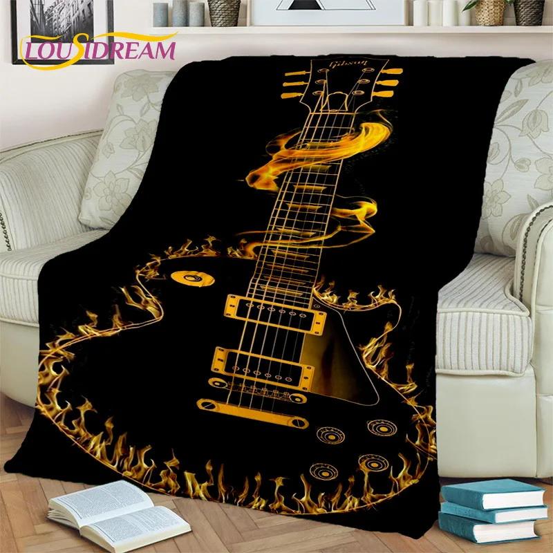 Cobertor de Guitarra Elétrica Baixo Guitarra Clássica, Manta para Casa Quarto Cama Sofá Piquenique Escritório Caminhadas Lazer Cobertura para Sesta Infantil