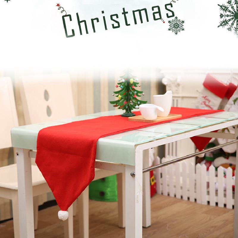 Vibrant Red Christmas Table Runner Christmas Decoration Nonwoven Fabric Tablecloth