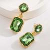 Bohemian Colorful Crystal Square Pendant Earrings For Women Girls Vintage Gold Color Geometric Earrings Wedding Jewelry