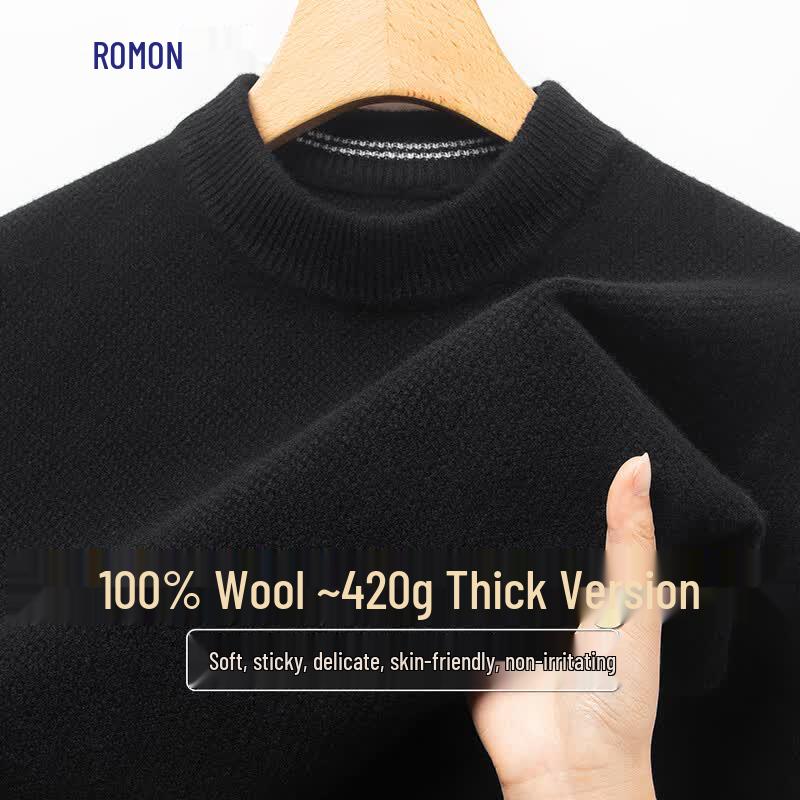 Мужской утолщенный свитер Luomeng из 100% шерсти с круглым вырезом 2XL