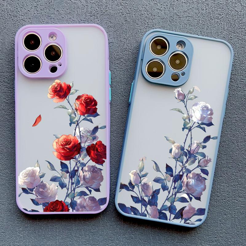 Rose Flower Phone Case For iPhone 11 Case iPhone 15 14 Pro Max 11 12 13 Pro Max Mini XR XS X 7 8 14 15 Plus SE2 Shockproof Cover