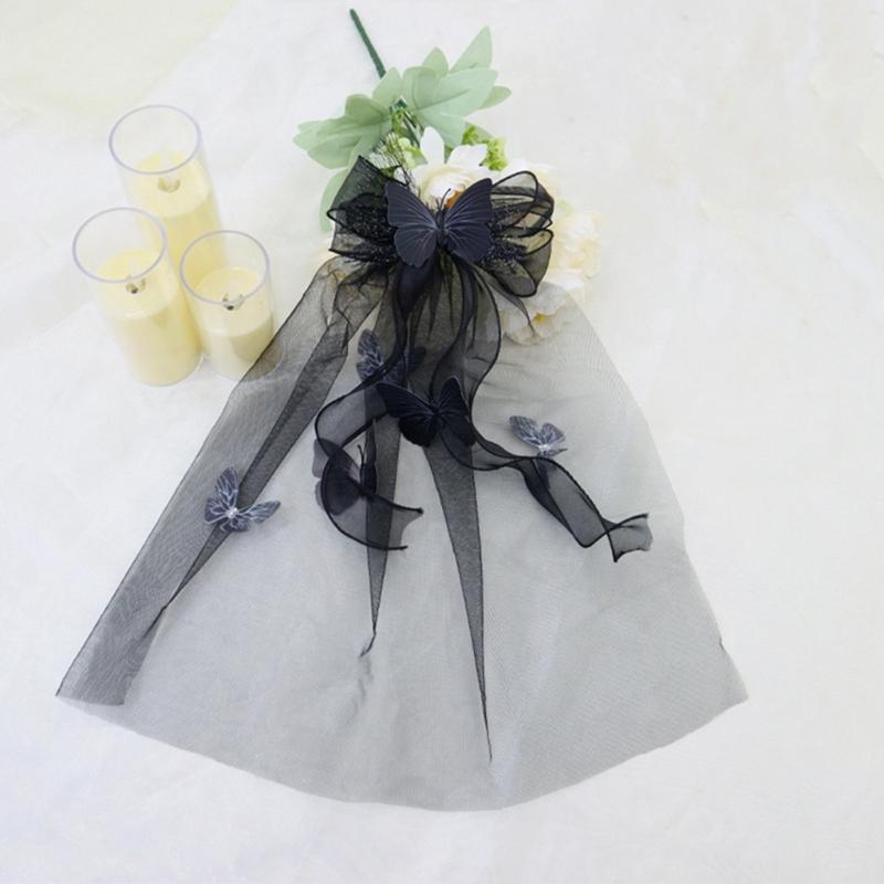 Lace Bowknot Veil Hair Clip For Girls Party Hair Accessory Comfortable Cosplay Engagement Headpiece Photo Props