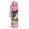1PC Two Puppy Dogs Wooden Fence Art 750ml Color Plastic Sports Water Bottle Leakproof Flip Straw Lid Suitable for Sports Office Home Use