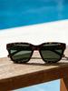 GUCCI Unisex Square Sunglasses GG1857SK‑002 55 Tortoiseshell Frame Green Lens UV400 Protection Retro Fashion Eyewear
