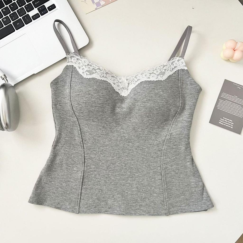  #fashion lace edge sling vest  new Korean version versatile slim and thin simple inner top