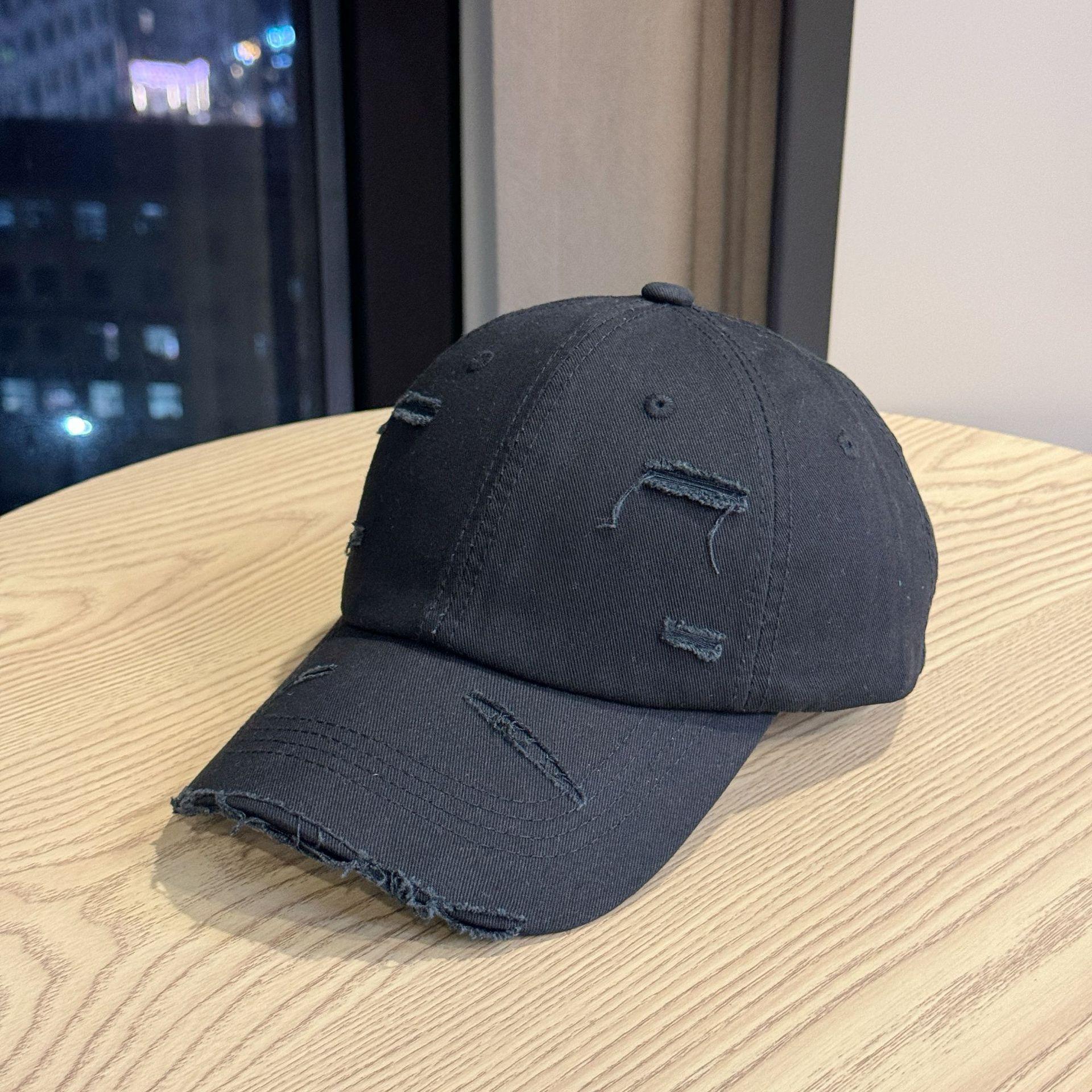 

New baseball cap for women and men, suitable for spring and autumn, with a large head circumference, wide brim, vintage distressed look, and small Adult54-60Adjustable чёрный