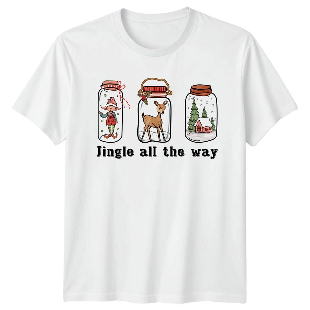 Jingle All The Way Christmas Holidays Elf Deer House Unisexs Unisexs Graphic Tee S